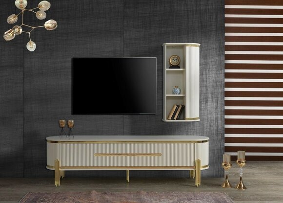 Luxus tv Schrank Fernseh Ständer Kommode Anrichte Sideboard Wohnwand 2tlg Neu