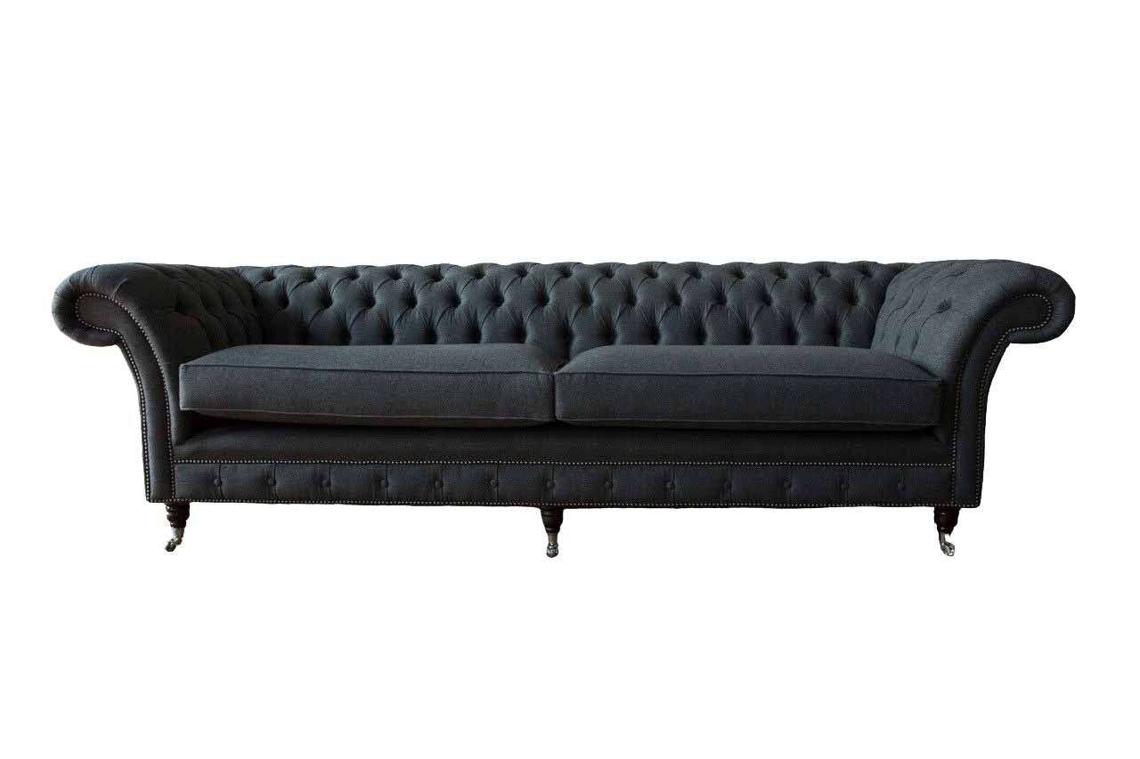 Design Sofa 4 Sitzer Couch Textil Polster Klassische Sofas Chesterfield