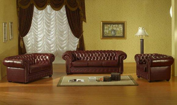 Sofagarnitur Chesterfield Ledersofa 3+2+1 Sofa Kunstleder 100% Leder Sofort