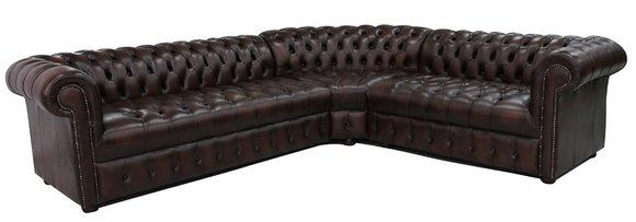 Ecksofa Ledersofa Dunkelbraun Polster Eck Couch Garnitur 100% Leder Sofort