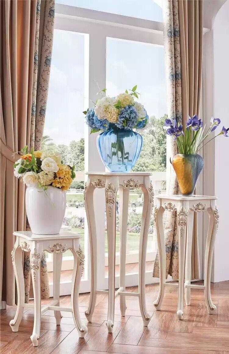 Blumenständer klassischer Stil Wohnzimmer Luxus Ständer Ablage Säule 3tlg
