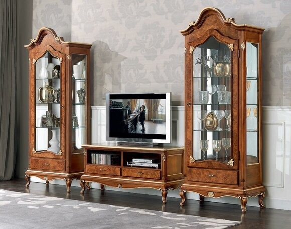 Wohnwand-Set, 3-teilig. Wohnzimmer RTV Vitrine Sideboard Regal Luxus Wandschränke; Neu