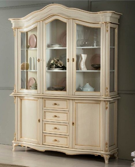 Vitrine Echtholz Sideboard Vitrine massiv Esszimmermöbel Massivholz neu