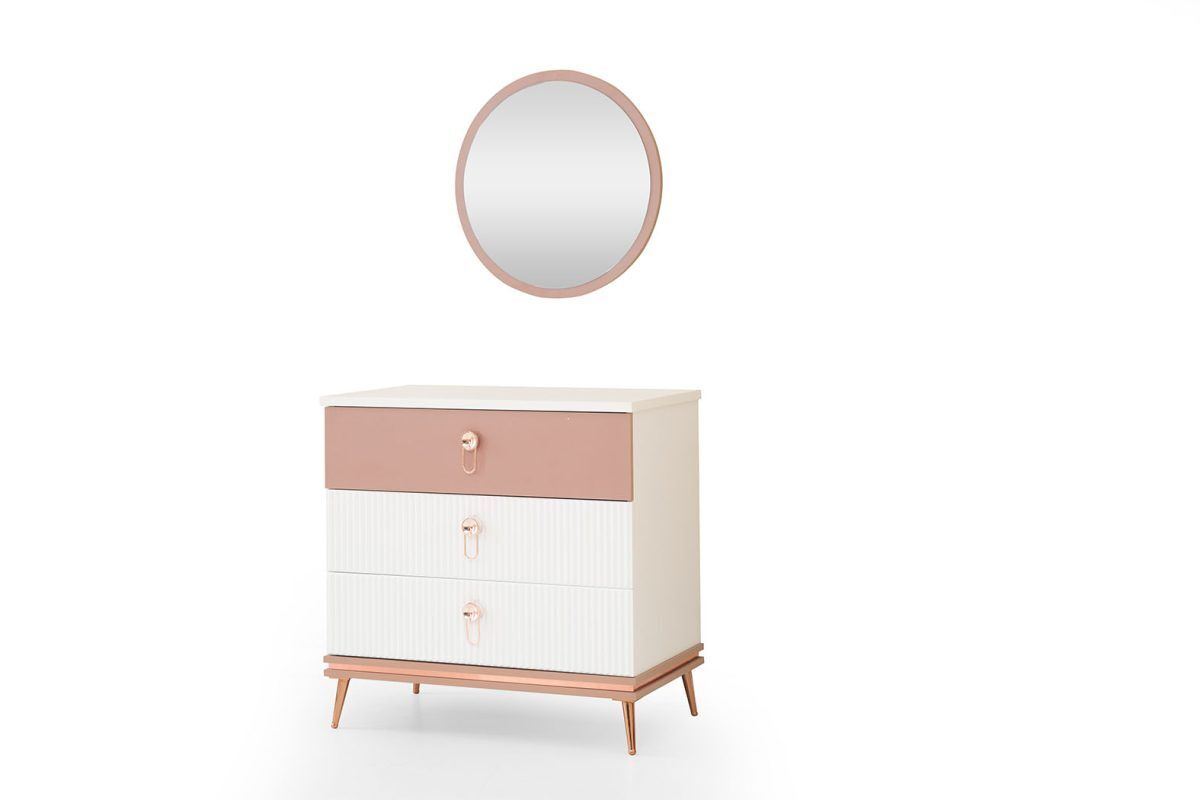 Moderne Kinderzimmer Möbel Designer Kommode Luxus Rund Spiegel 2tlg Set