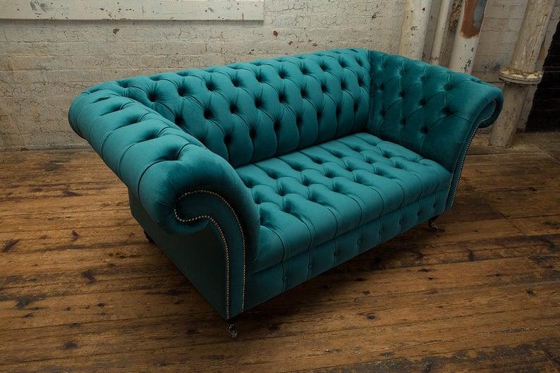 Chesterfield Polster Sofas Design Luxus Stoffsofas Textil Sofa 2 Sitzer Sofort