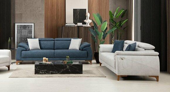 Modern Dreisitzer 2x Sofas Couch Sofagarnitur Komplett Textil Möbel Design