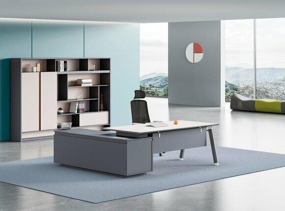 Exklusive Arbeitszimmermöbel Designer Schreibtisch Holz Büroschrank 2tlg