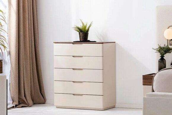 Kommode in Schlafzimmer Modern Elegante Kommode Holz Beige Möbel neu