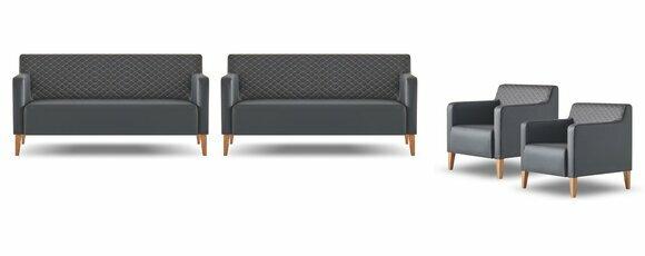 Arbeitszimmer-Set 4tlg Schwarz 2x 3-Sitzer 2x Sessel Einfarbig Modern