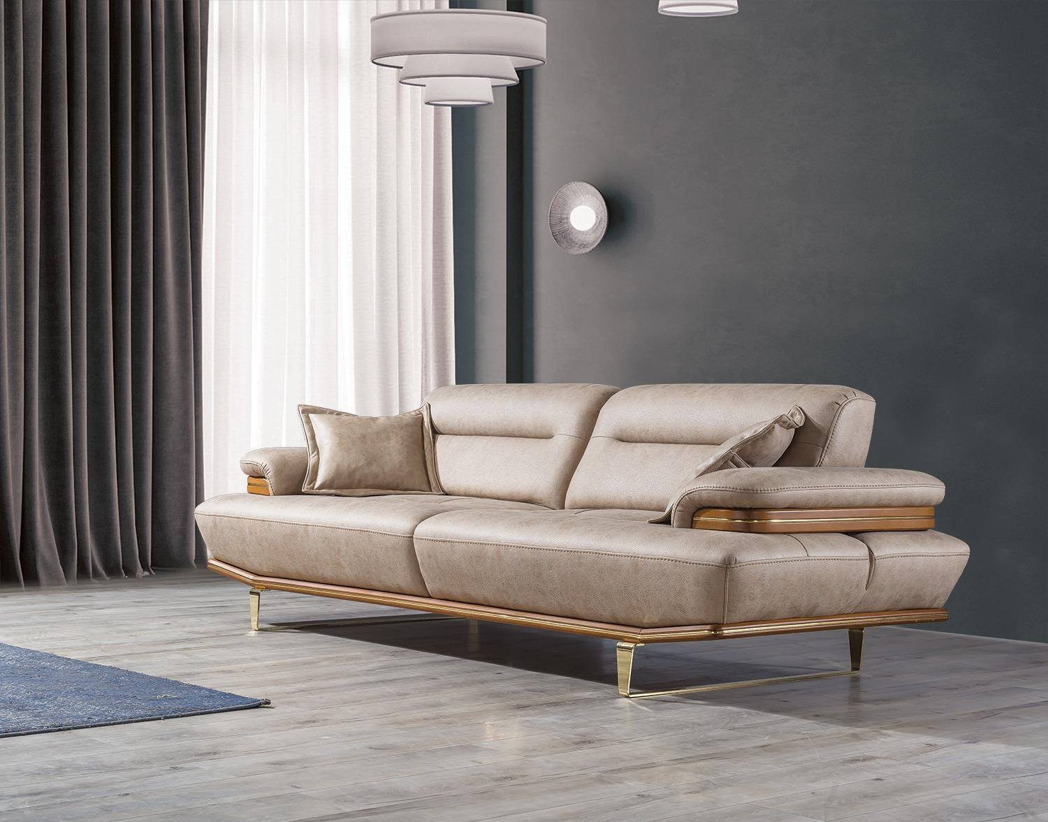 Dreisitzer Couch Polster Design Sofa Moderne Beige Luxus Möbel Neu Sofort