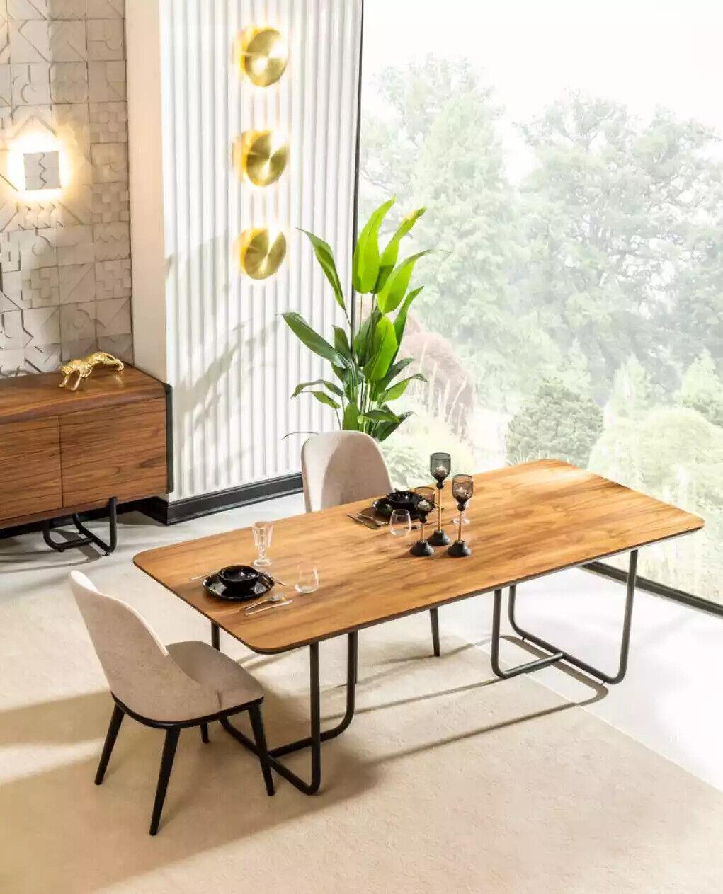 Design Esstisch 4x Stühle Esszimmer Garnitur Set Essgarnituren Holz 5tlg