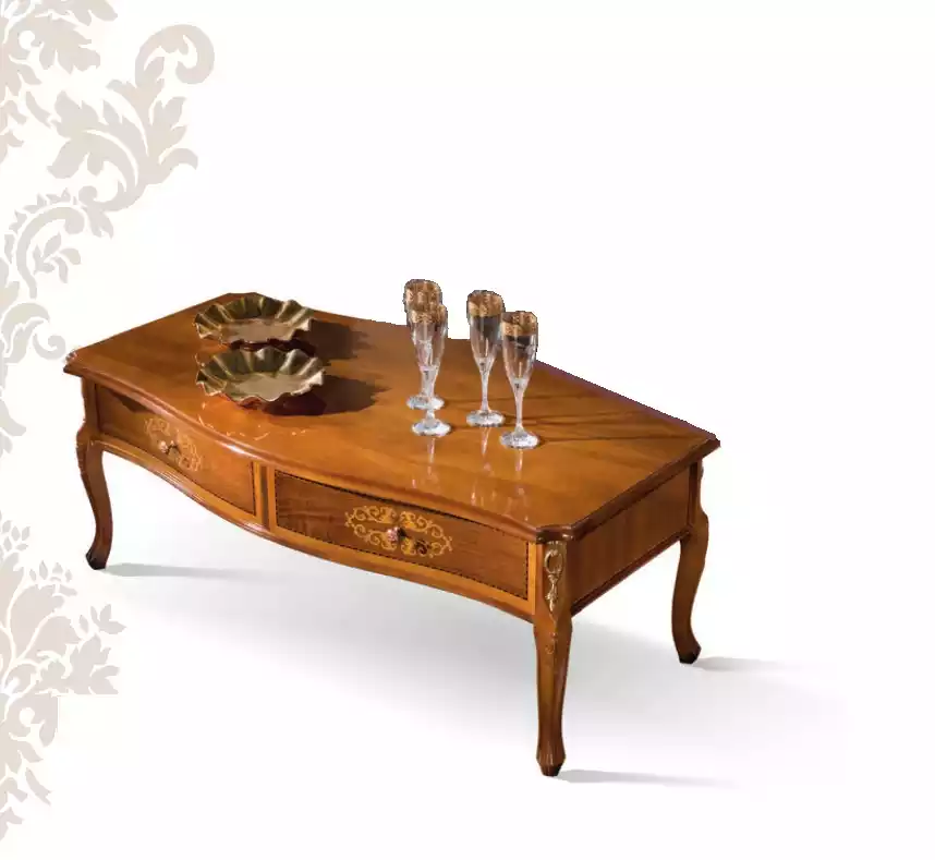 Klassischer Brauner Holz Couchtisch Luxus Design Schubladen Tisch Neu