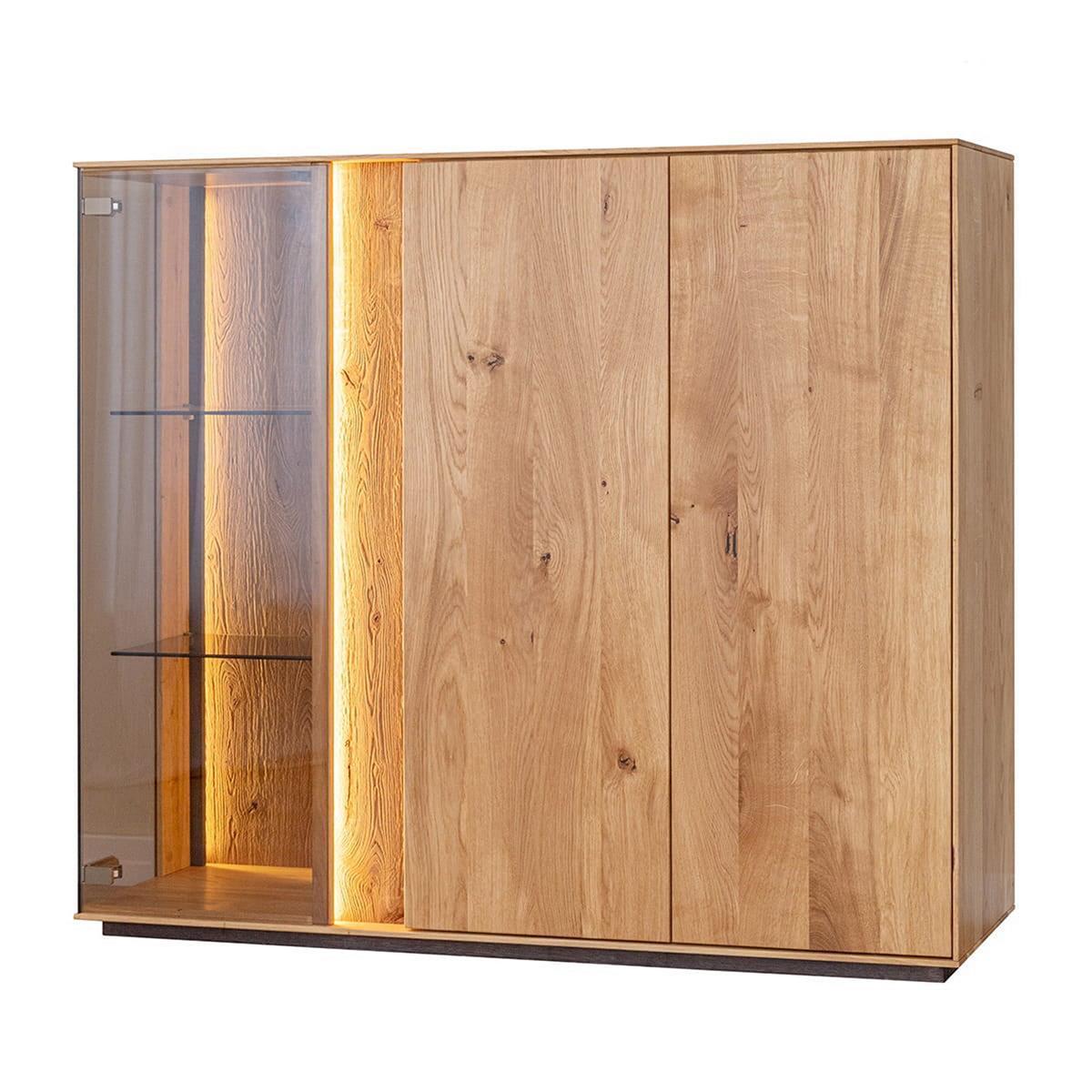 Wohnzimmer Holzvitrine LED-Vitrine Holz Schrank Neu