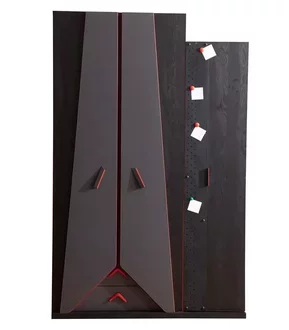 Moderner schwarz-roter Kinderzimmer Kleiderschrank Gamer Holzschrank