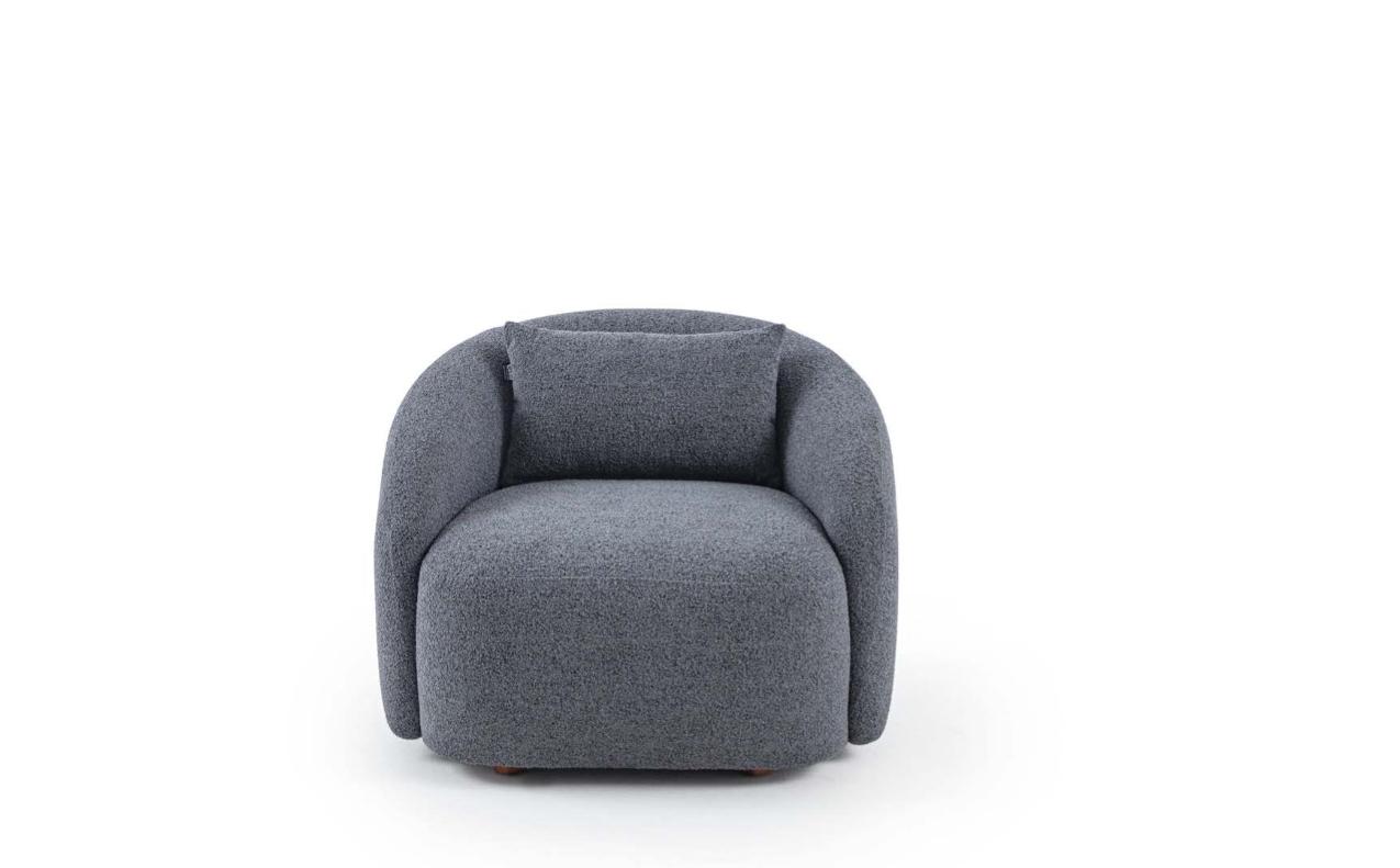 Grauer Sessel Relaxsessel Lounge Sessel Textil Polster Einsitzer Möbel