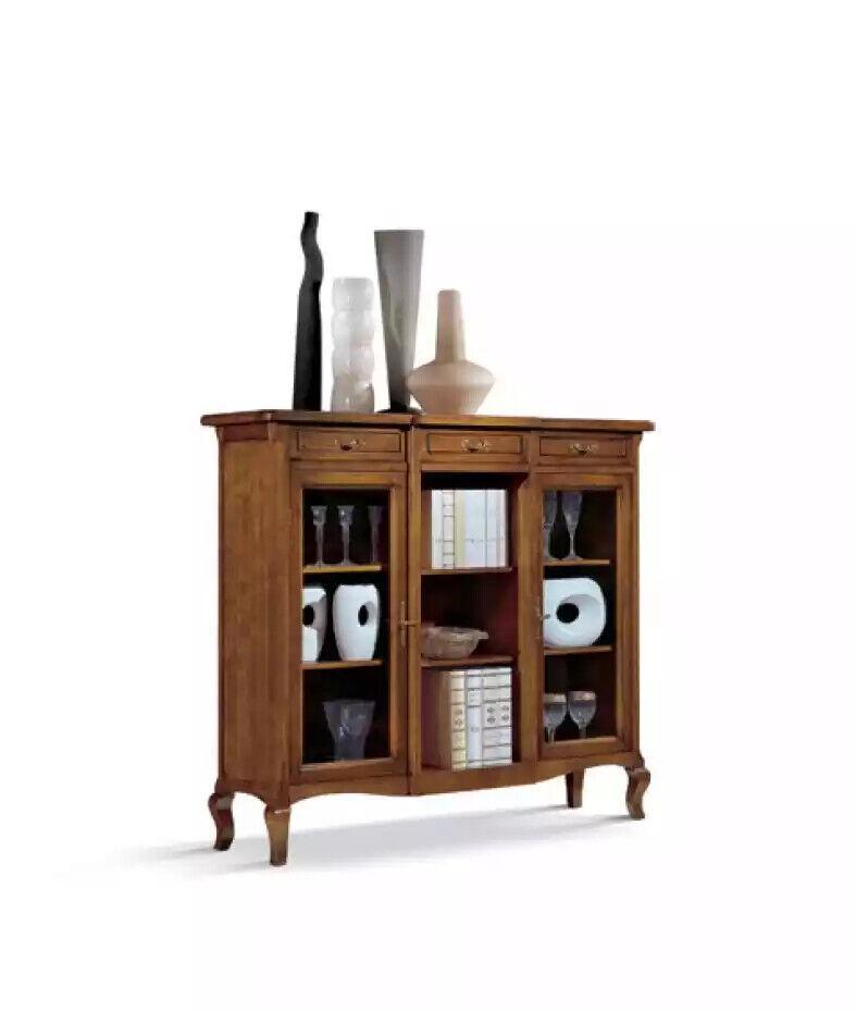 Klassische Wohnwand Wohnzimmer Wandregale Sideboard RTV Braun Lowboard