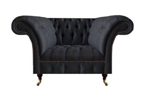 Wohnzimmer Chesterfield Schwarzer Einsitzer Textilsessel Edler Sessel