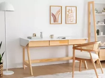 Hellbeiger Schreibtisch Luxuriöse Arbeitszimmer Designer Holz Tische