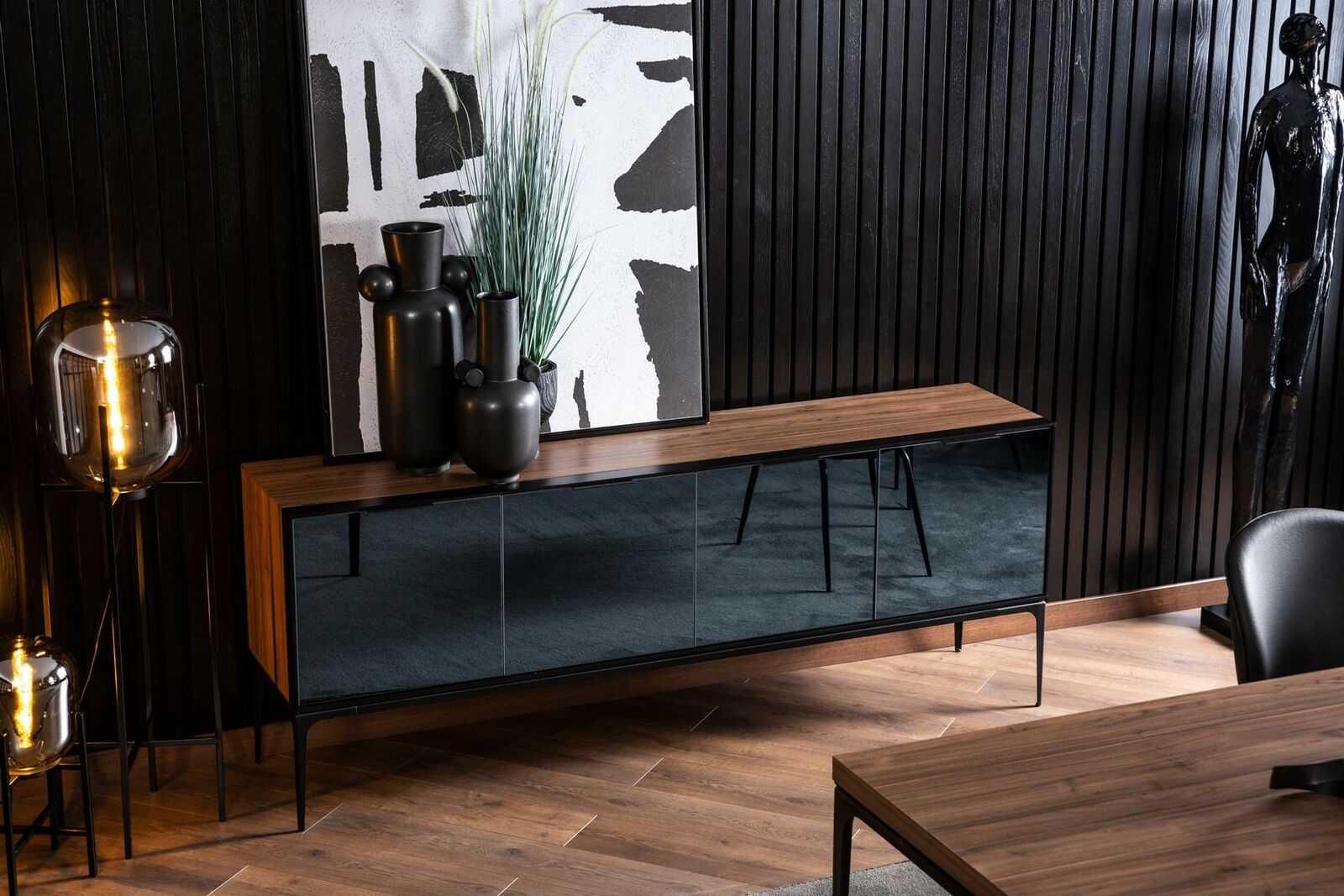 Kommode in braunen Spiegeltüren Moderner Stil mit Stauraum Kommoden Sideboard