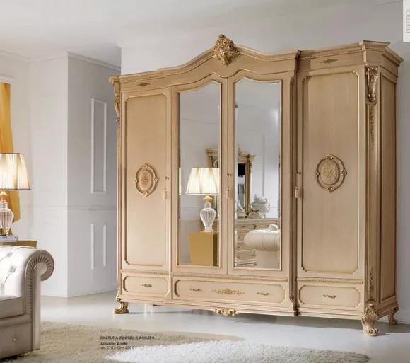 Kleiderschrank Holz Schränke Kleider Beige Schlafzimmer Möbel Schrank