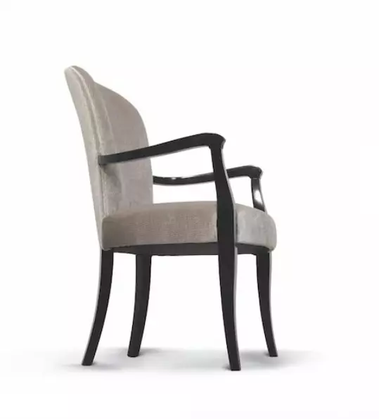 Stuhl mit Armlehnen Küchenstuhl Esszimmerstuhl Holz Stoff Grau Neu
