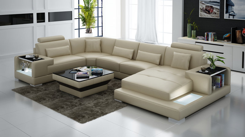 Ledersofa Couch Wohnlandschaft Ecksofa Eck Garnitur Design Modern Sofa