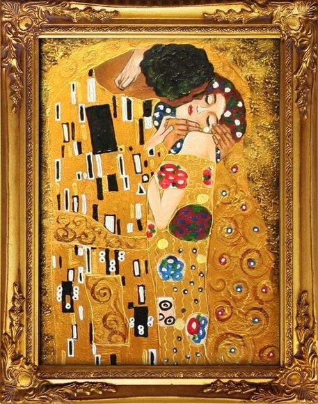 GUSTAV KLIMT - ÖLBILD BILD ÖLGEMÄLDE GEMÄLDE MIT RAHMEN ECHTE GEMÄLDE 37X47CM -G02489