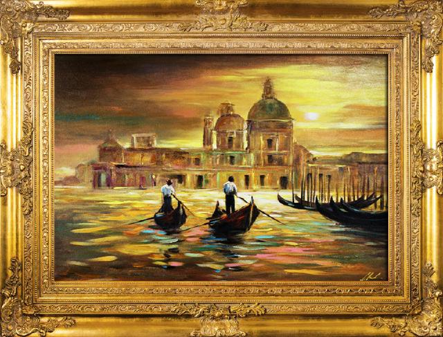 Ölbild Bilder Gemälde Ölgemälde Handarbeit "Venedig" Mit Rahmen Sofort