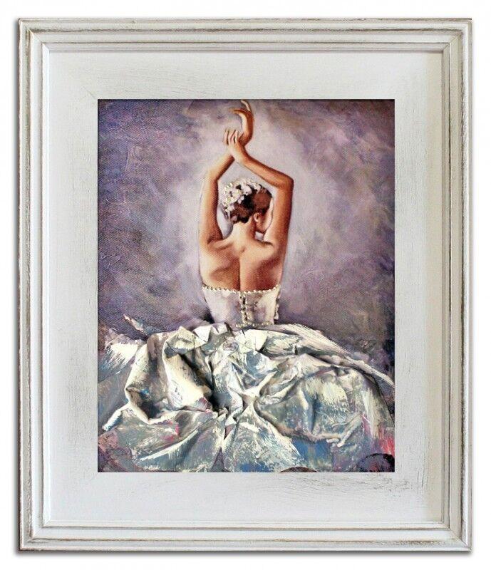 Ballerina-32x27cm-Ölgemälde Handgemalt Leinwand Rahmen Signiert Wandbild G95020