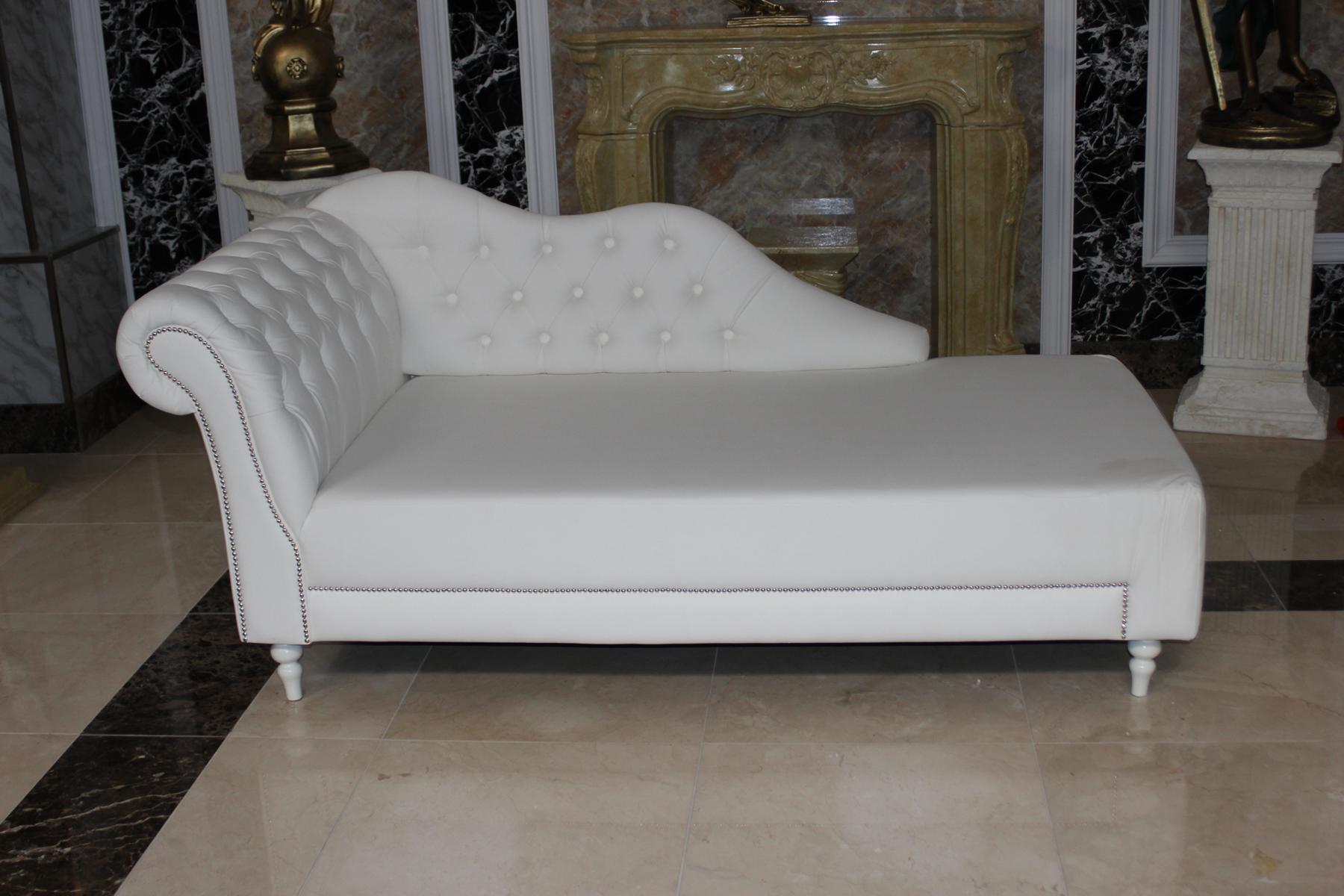 Lounge Chesterfield Sofa Liege Polster Liegen Chaiselongues Club Weiß Neu Sofort