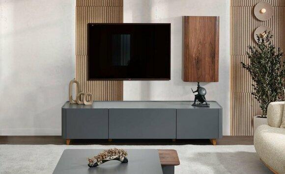 Designer Grauer Sideboard Luxuriöser Wohnzimmer TV-Ständer Lowboard