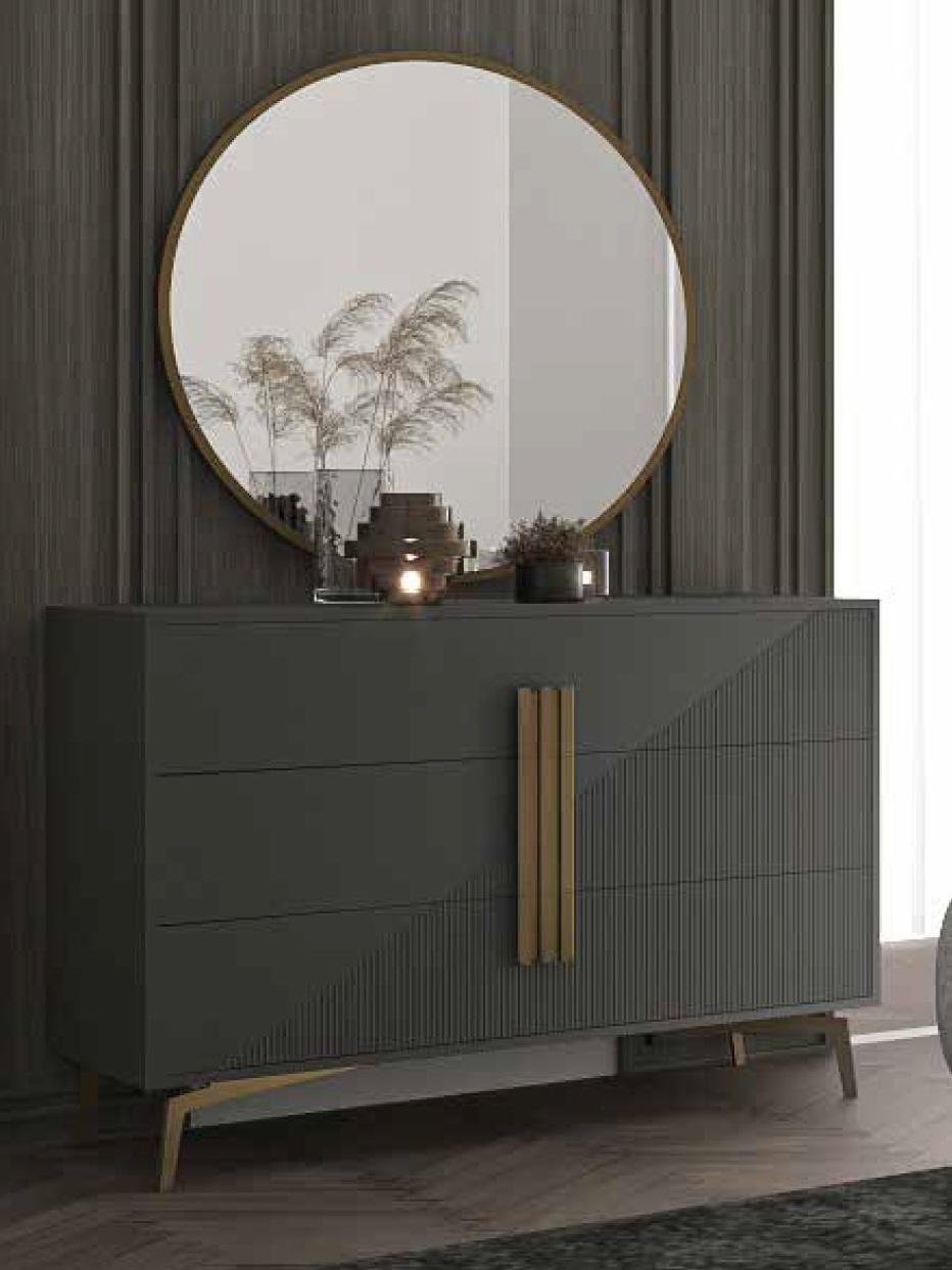 Designer Luxus Spiegel runder Wandspiegel Glasspiegel Schlafzimmerspiegel Neu