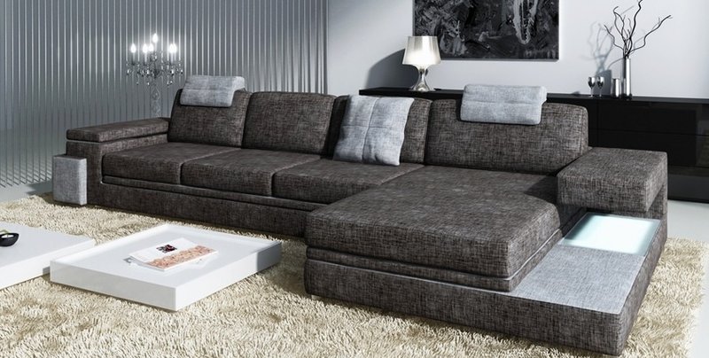 Design Ledersofa Sofa Couch Polster Wohnlandschaft Eck Garnitur Textil