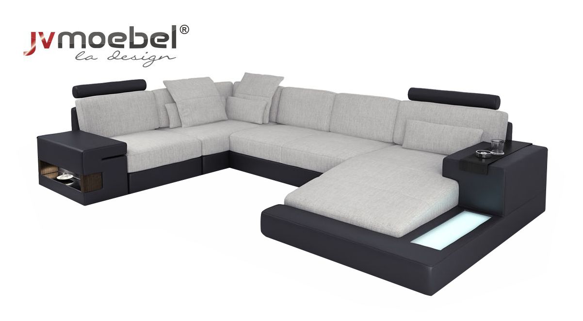 Design Sofas Wohnlandschaft Ecksofa Leder U Form Sofa Couch Polster Couchen Neu