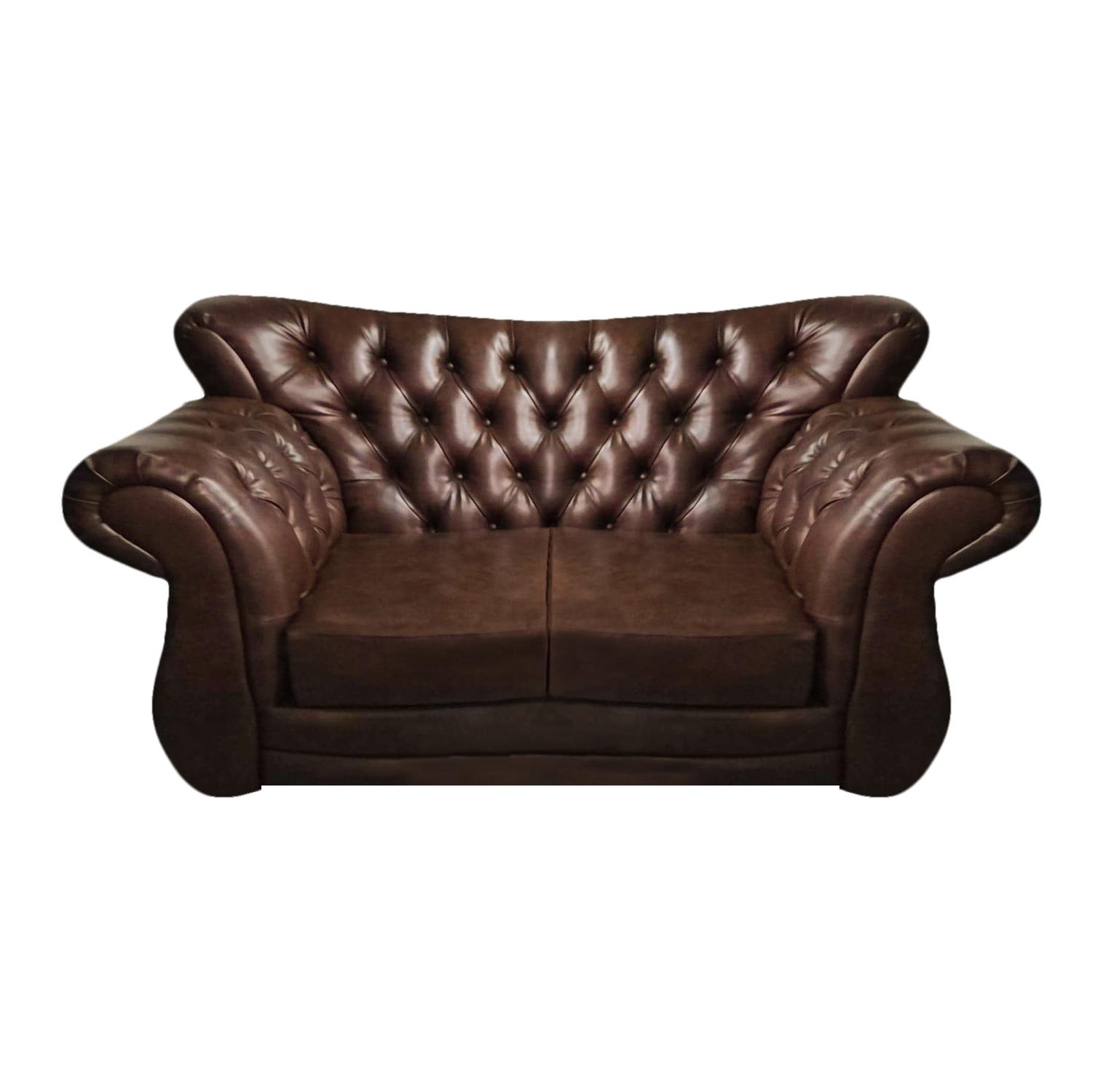 Braun Luxus Sofa Zweisitzer Couch Chesterfield Wohnzimmer Polstermöbel