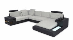Big XXL UForm Wohnlandschaft Textil Stoff Couch Sofa Polster Ecke Garnitur Grau