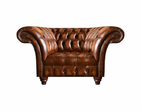 Chesterfield Brauner Ledersessel Polstersessel Wohnzimmer Einrichtung