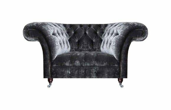 Luxuriöser Grauer Chesterfield Sessel Edler Polster Wohnzimmer Einsitzer