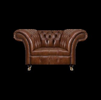 Chesterfield Brauner Ledersessel Wohnzimmer Kunstleder Einsitzer Möbel