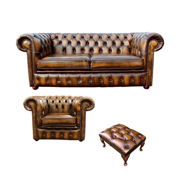 Chesterfield Sofa Couch Polster Leder Textil Sofagarnitur ...